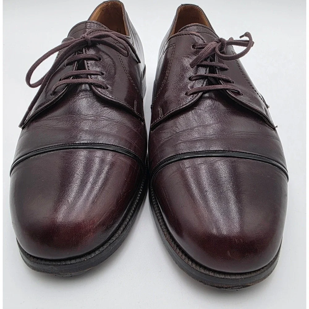 Bally Suisse Vasano Albano Men's Burgundy Leather Cap Toe Derby Shoes Size 8 F